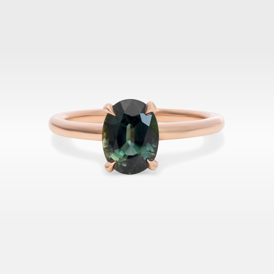 ‘HighWire’ 1.30ct Oval Blue Green Australian Sapphire Rose Gold Ring Ring Jason Ree Design