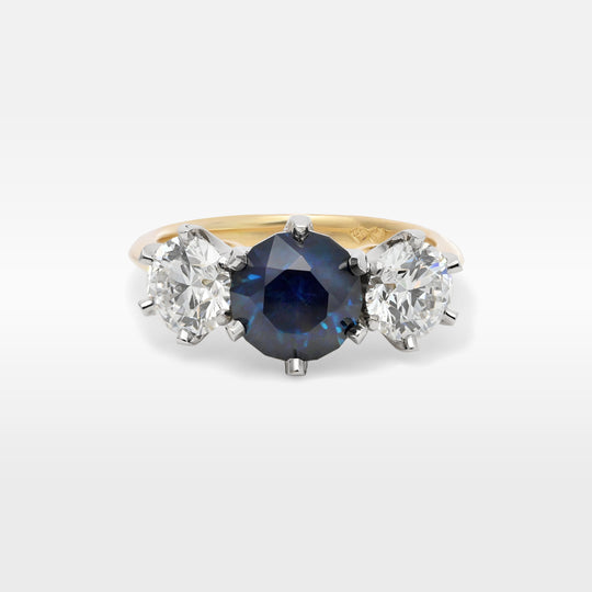 ‘Laurent’ 2.16ct Australian Sapphire & Lab Grown Diamond Trilogy Ring Ring Jason Ree Design