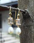 ‘Chevron’ Morganite Rose Gold & Pearl Earrings Jason Ree Design