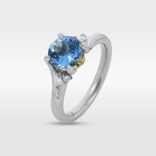‘Talia’ Aquamarine & Diamond Platinum Ring Ring Jason Ree Design