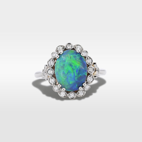 ‘Venetia’ 2.57ct Australian Black Opal & Diamond Platinum & 22ct Gold Ring Ring Jason Ree Design