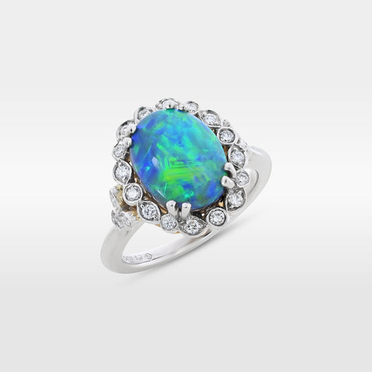 ‘Venetia’ 2.57ct Australian Black Opal & Diamond Platinum & 22ct Gold Ring Ring Jason Ree Design