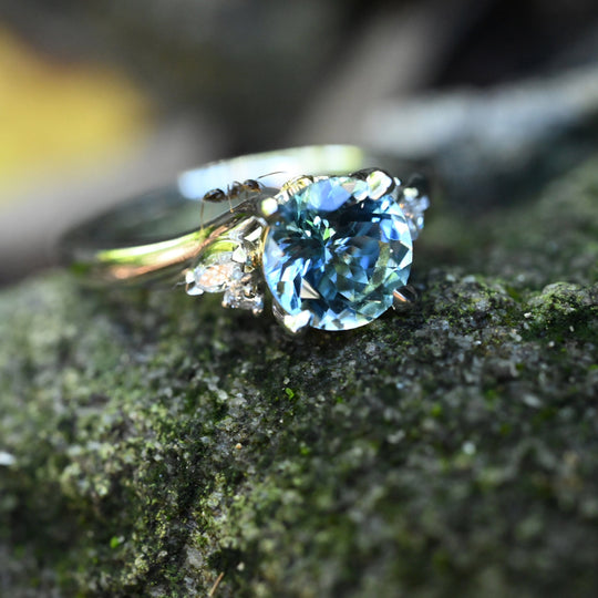 ‘Talia’ Aquamarine & Diamond Platinum Ring Ring Jason Ree Design