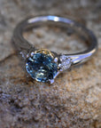 ‘Talia’ Aquamarine & Diamond Platinum Ring Ring Jason Ree Design