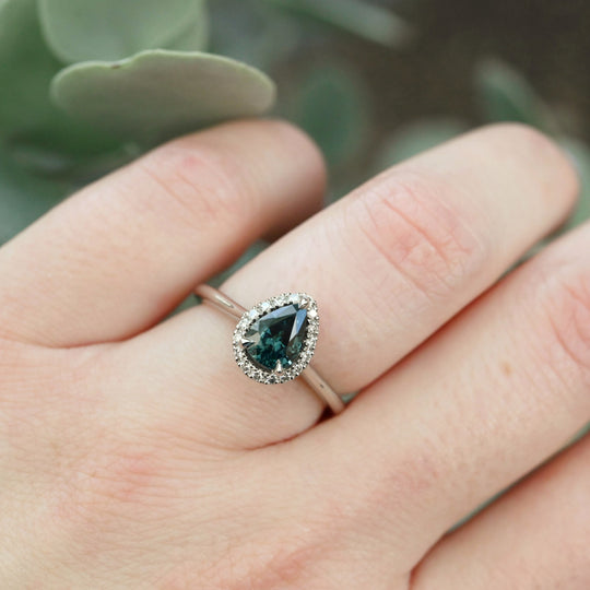‘Eden’ 1.12ct Teal Australian Sapphire & Diamond Platinum Ring Ring Jason Ree Design