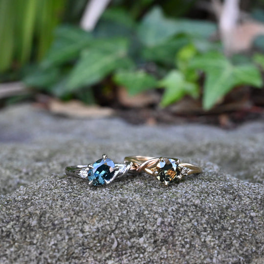 ‘Love Knot’ 1.02ct Oval-cut Teal Australian Sapphire Platinum Ring