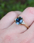 ‘MiMi’ 2.31ct Oval-cut Blue Australian Sapphire 18ct Yellow Gold Ring wearing on hand