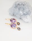 ‘Peak’ Lavender Quartz & Peacock Pearl Rose Gold Earrings Earrings Jason Ree Design
