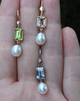 ‘Chevron’ Morganite Rose Gold & Pearl Earrings Earrings Jason Ree Design