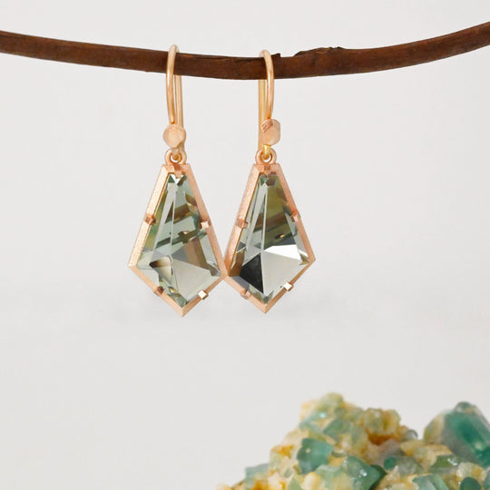 ‘Summit’ Prasiolite Rose Gold Earrings Earrings Jason Ree Design