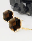 ‘Plateau’ Smokey Quartz Yellow Gold Earrings