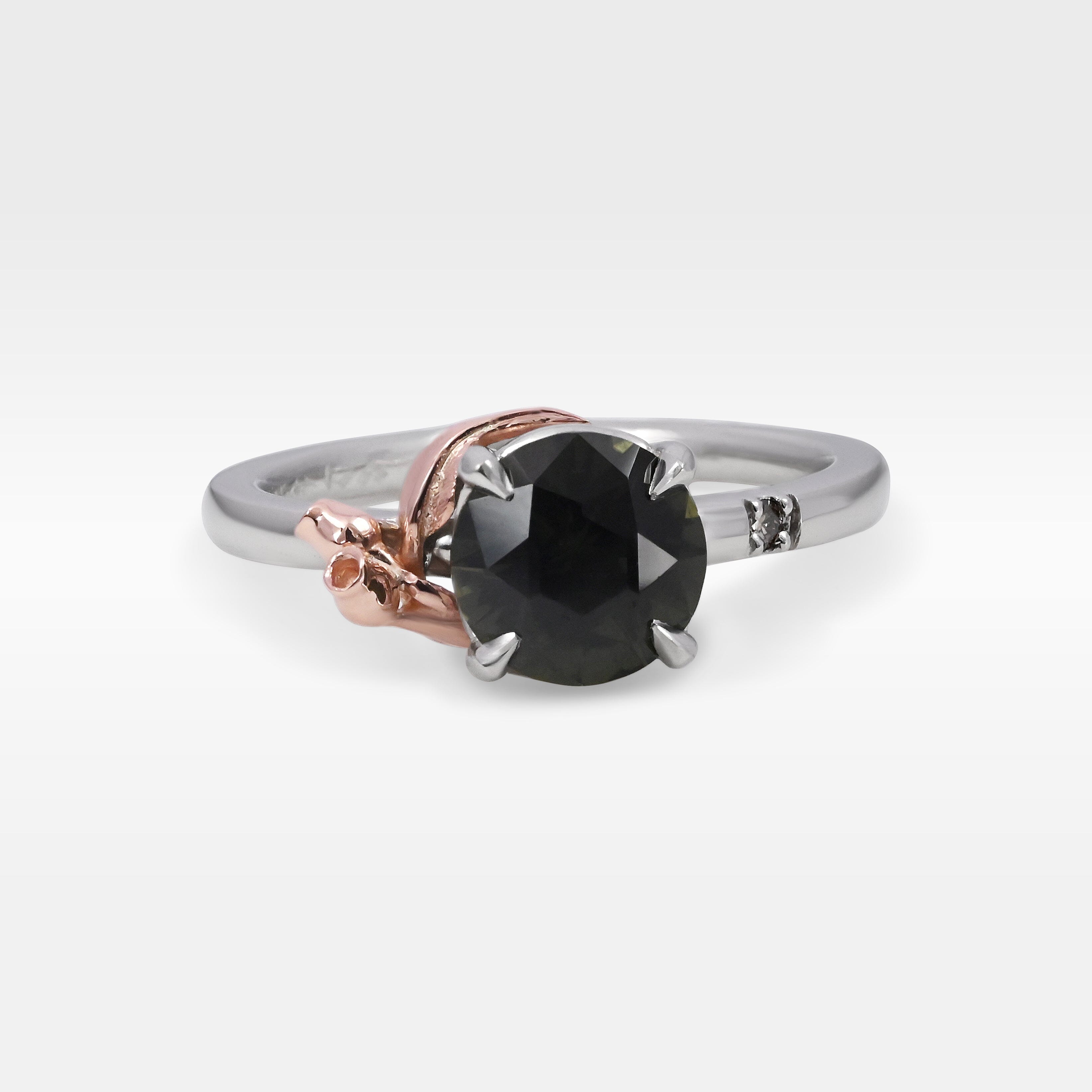 Solitaire Australian Green/Bronze Sapphire Ring | Jason Ree