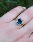 ‘MiMi’ 2.31ct Oval-cut Blue Australian Sapphire 18ct Yellow Gold Ring wearing on hand