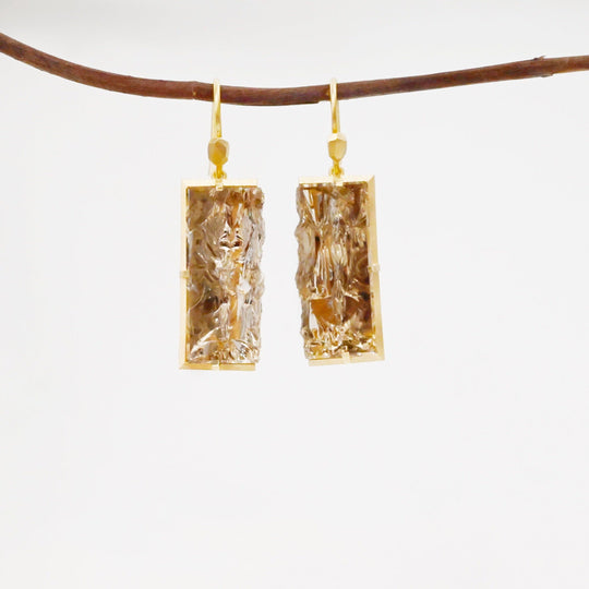 ‘Crevasse’ Rose Gold Champagne Quartz Earrings Earrings Jason Ree Design