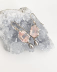 ‘Peak’ Rose Quartz & Silver Pearl White Gold Earrings