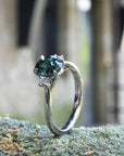 ‘Riverina’ 1.32ct Oval-cut Bright Teal Australian Sapphire & Diamond Platinum Ring Ring Jason Ree Design