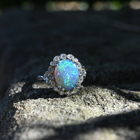 ‘Venetia’ 2.57ct Black Opal & Diamond Platinum & 22ct Gold Ring Ring Jason Ree Design