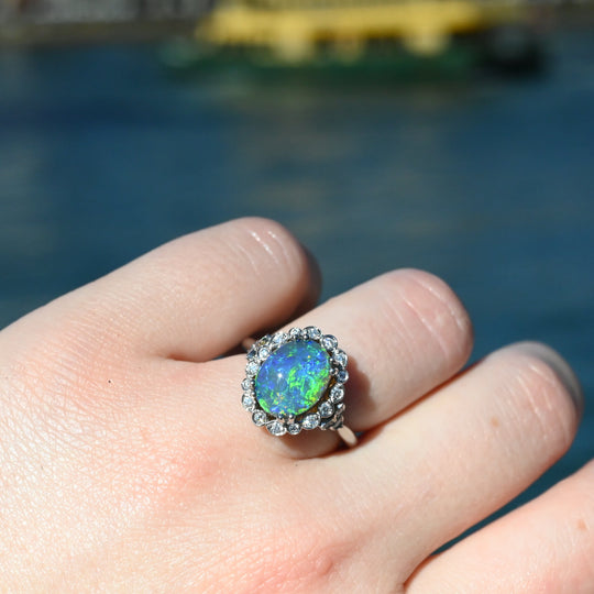 ‘Venetia’ 2.57ct Black Opal & Diamond Platinum & 22ct Gold Ring Ring Jason Ree Design