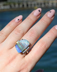 ‘Despina’ 9.2ct Australian Boulder Opal & Diamond Platinum Ring Ring JasonRee