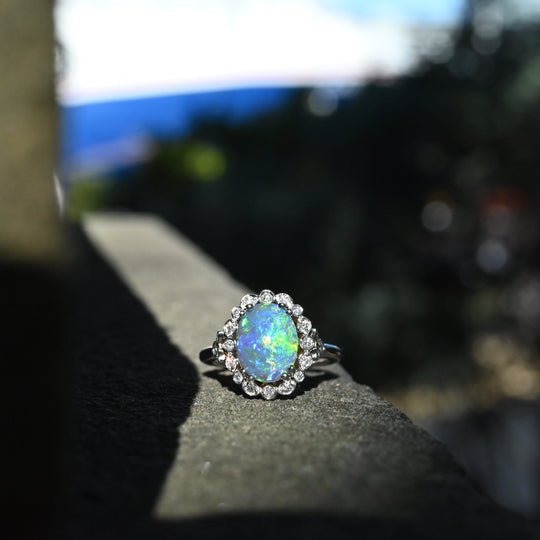 ‘Venetia’ 2.57ct Black Opal & Diamond Platinum & 22ct Gold Ring Ring Jason Ree Design
