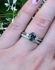 ‘Riverina’ 1.32ct Oval-cut Bright Teal Australian Sapphire & Diamond Platinum Ring Ring Jason Ree Design