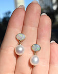 ‘Laguna’ Crystal Opal & South Sea Pearl Yellow Gold Earrings Earrings Jason Ree Design