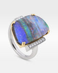 ‘Despina’ 9.2ct Australian Boulder Opal & Diamond Platinum Ring Ring JasonRee