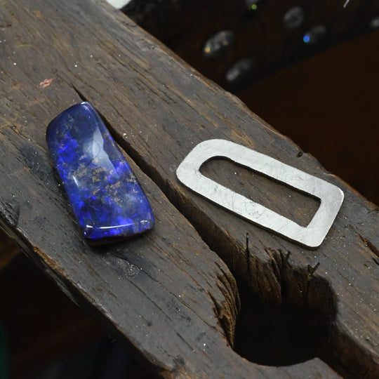 ‘Rhapsody’ 8.14ct Blue Violet Boulder Opal White Gold Necklace Necklace Jason Ree Design