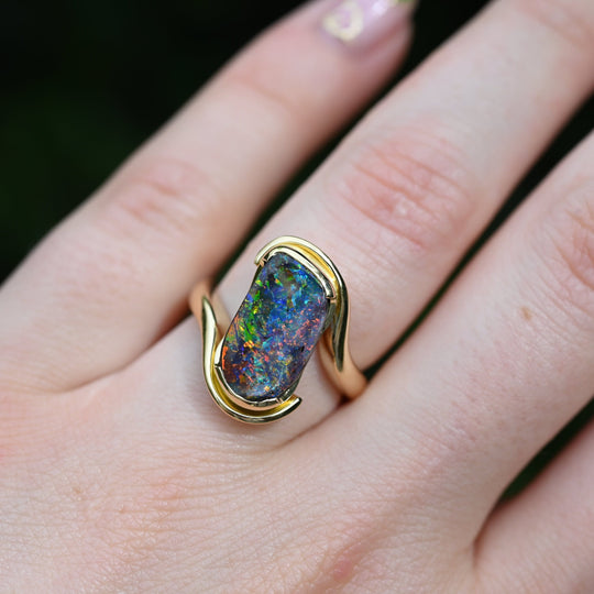 ‘Chartres’ 4.2ct Australian Boulder Opal Gold Ring Ring Jason Ree Design