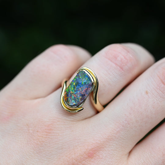 ‘Chartres’ 4.2ct Australian Boulder Opal Gold Ring Ring Jason Ree Design