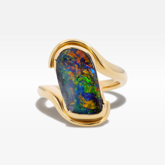 ‘Chartres’ 4.2ct Australian Boulder Opal Gold Ring Ring Jason Ree Design
