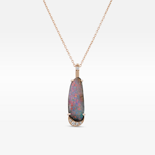 ‘Kosima’ 3.90ct Australian Boulder Opal & Diamond Yellow Gold Necklace Necklace Jason Ree Design