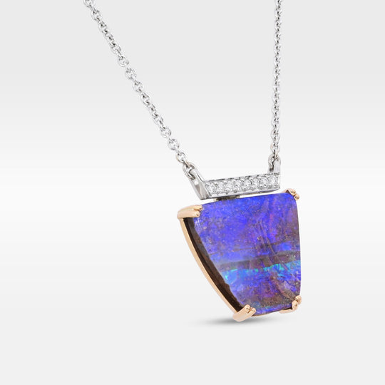 ‘Despina’ 7.1ct Australian Boulder Opal & Diamond Necklace Necklace Jason Ree Design