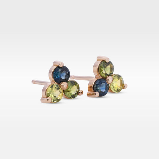 'Grain' Australian Sapphire Vivid Ombre Yellow Gold Earrings Earrings Jason Ree Design