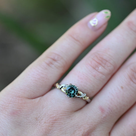 ‘Gumleaf Love Knot’ 1.01ct Australian Teal Sapphire Ring Ring Jason Ree Design