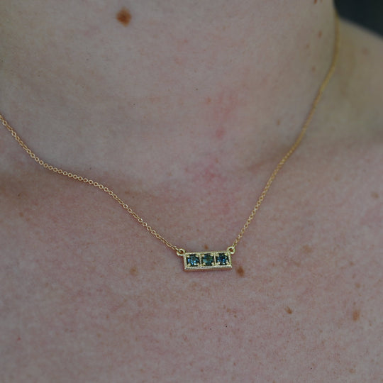 ‘Esme’ Vintage inspired Australian Sapphire Yellow Gold Necklace Necklace Jason Ree Design