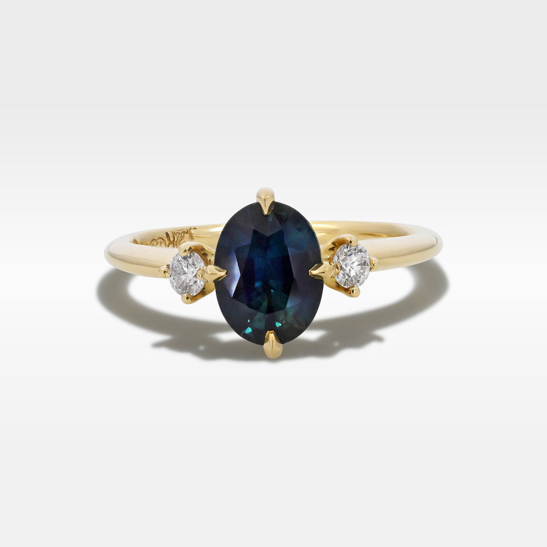 ‘Riverina’ Compass-set 1.37ct Australian Blue/Green Sapphire & Diamond Ring Ring Jason Ree Design