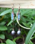 ‘Hibiscus’ 3.14cts Australian Boulder Opal & Pearl Rose Gold Earrings Earrings Jason Ree Design