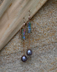 ‘Hibiscus’ 3.14cts Australian Boulder Opal & Pearl Rose Gold Earrings Earrings Jason Ree Design