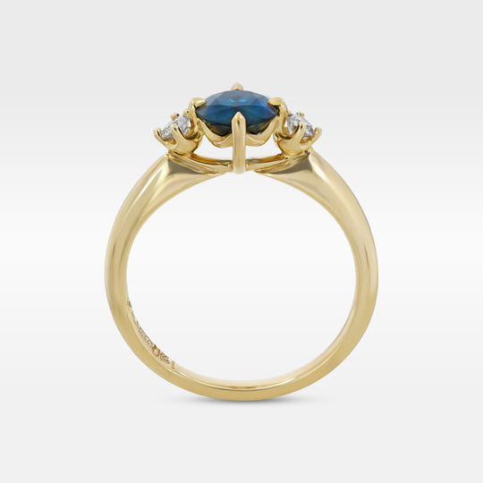 ‘Riverina’ Compass-set 1.37ct Australian Blue/Green Sapphire & Diamond Ring Ring Jason Ree Design