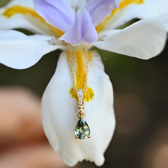‘Isabeau’ 0.77ct Green Australian Sapphire 18ct Gold Necklace Necklace Jason Ree Design