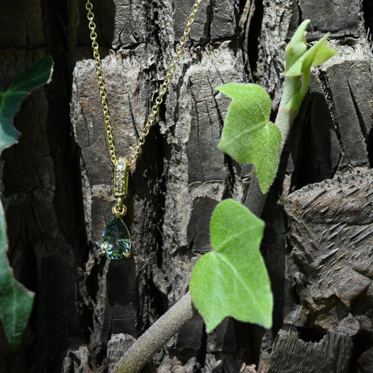 ‘Isabeau’ 0.77ct Green Australian Sapphire 18ct Gold Necklace Necklace Jason Ree Design