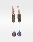 ‘Hibiscus’ 3.14cts Australian Boulder Opal & Pearl Rose Gold Earrings Earrings Jason Ree Design