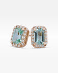 ‘Tropica’ Green Beryl & Diamond Halo Yellow Gold Earrings Necklace Jason Ree Design
