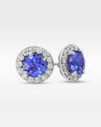 ‘Angelica’ Tanzanite & Diamond Halo White Gold Earrings Earrings Jason Ree Design