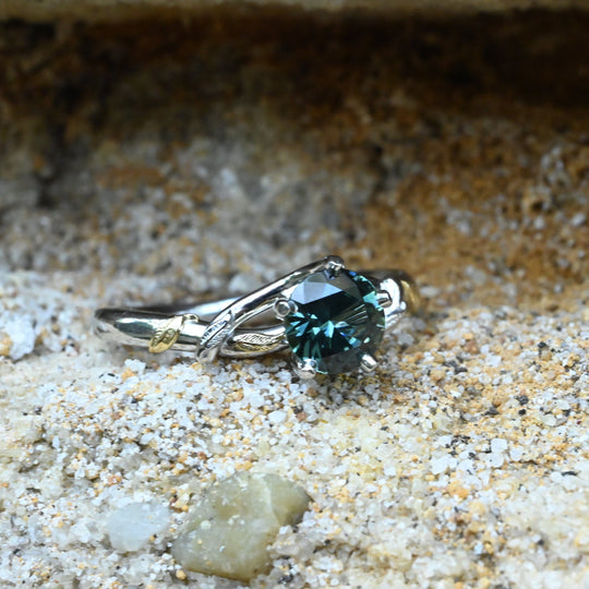 ‘Gumleaf Love Knot’ 1.01ct Australian Teal Sapphire Ring Ring Jason Ree Design