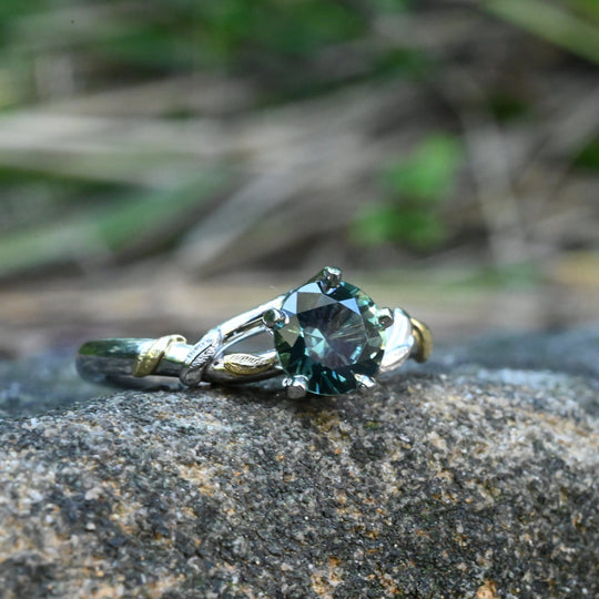 ‘Gumleaf Love Knot’ 1.01ct Australian Teal Sapphire Ring Ring Jason Ree Design