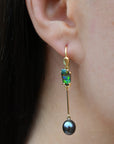 ‘Hibiscus’ 3.02cts Australian Boulder Opal & Pearl Yellow Gold Earrings Earrings Jason Ree Design