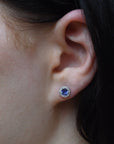 ‘Angelica’ Tanzanite & Diamond Halo White Gold Earrings Earrings Jason Ree Design