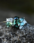 'Mini Spatter' Australian Green Sapphire Platinum Ring Ring Jason Ree Design